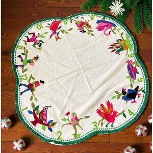 Edna Looney 12 Days of Christmas Tree Skirt Tablecloth Sequin Vintage 70s